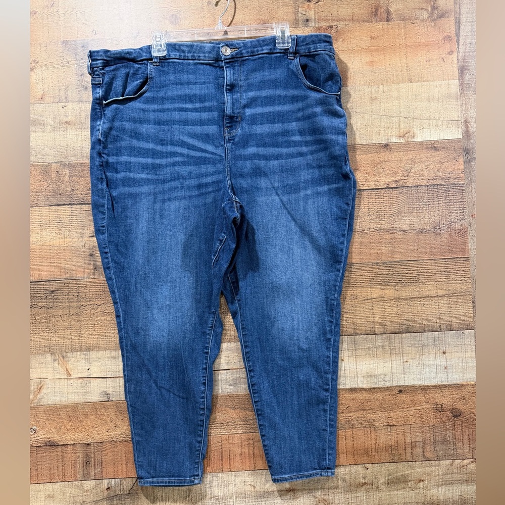 American Eagle Outfitters Curvy High Rise Cropped Blue Jeggings Size 24 Regular